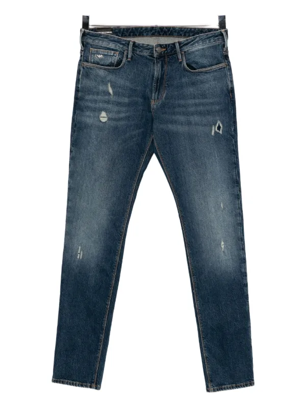 Emporio Armani Calça Jeans Com Efeito Destroyed | Azul | FARFETCH BR