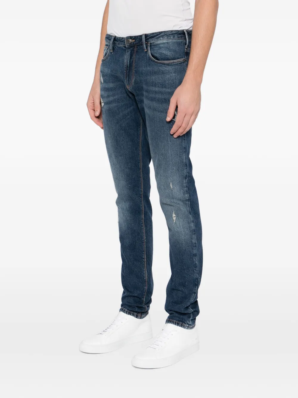 Emporio Armani Gerafelde jeans Blauw