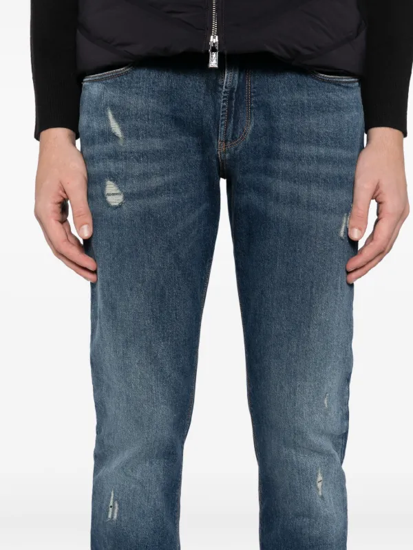 Emporio Armani ダメージ ジーンズ | ブルー | FARFETCH JP
