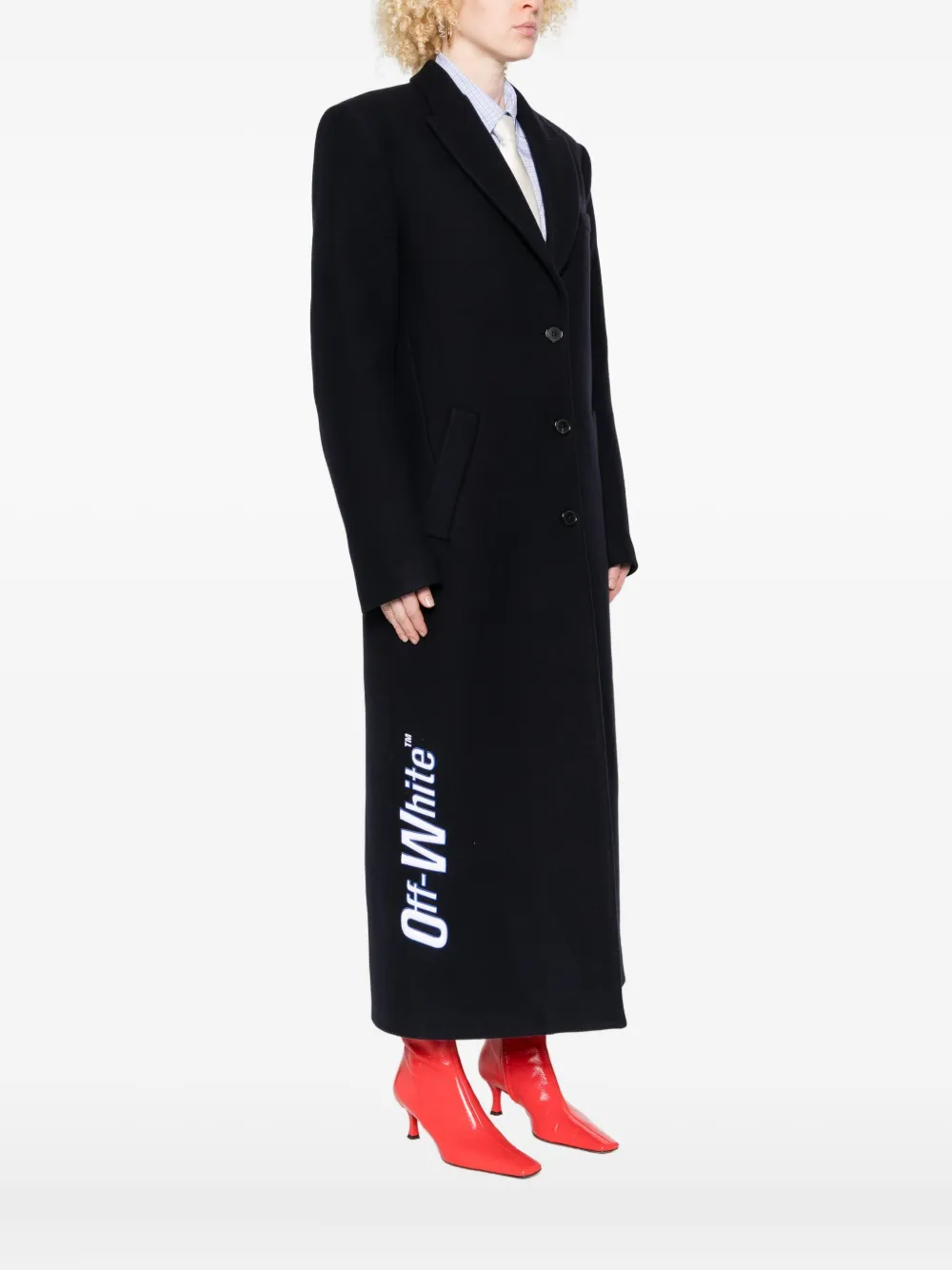 Off-white Logo-detail Coat In Black