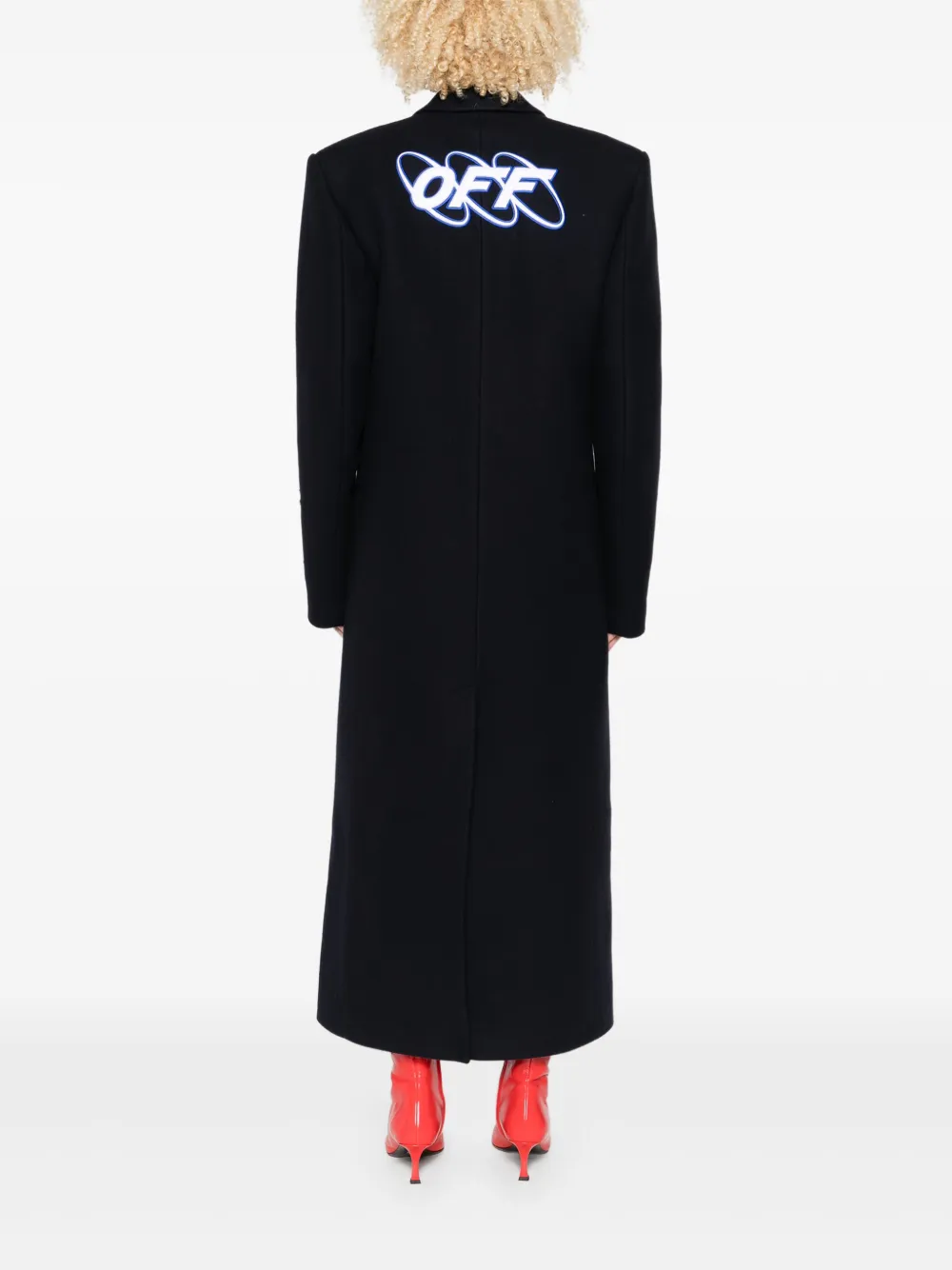 Off-white Logo-detail Coat In Black