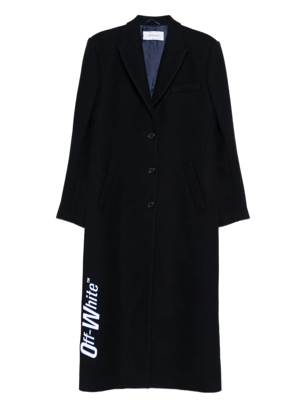 Off-white Logo-detail Coat In Black