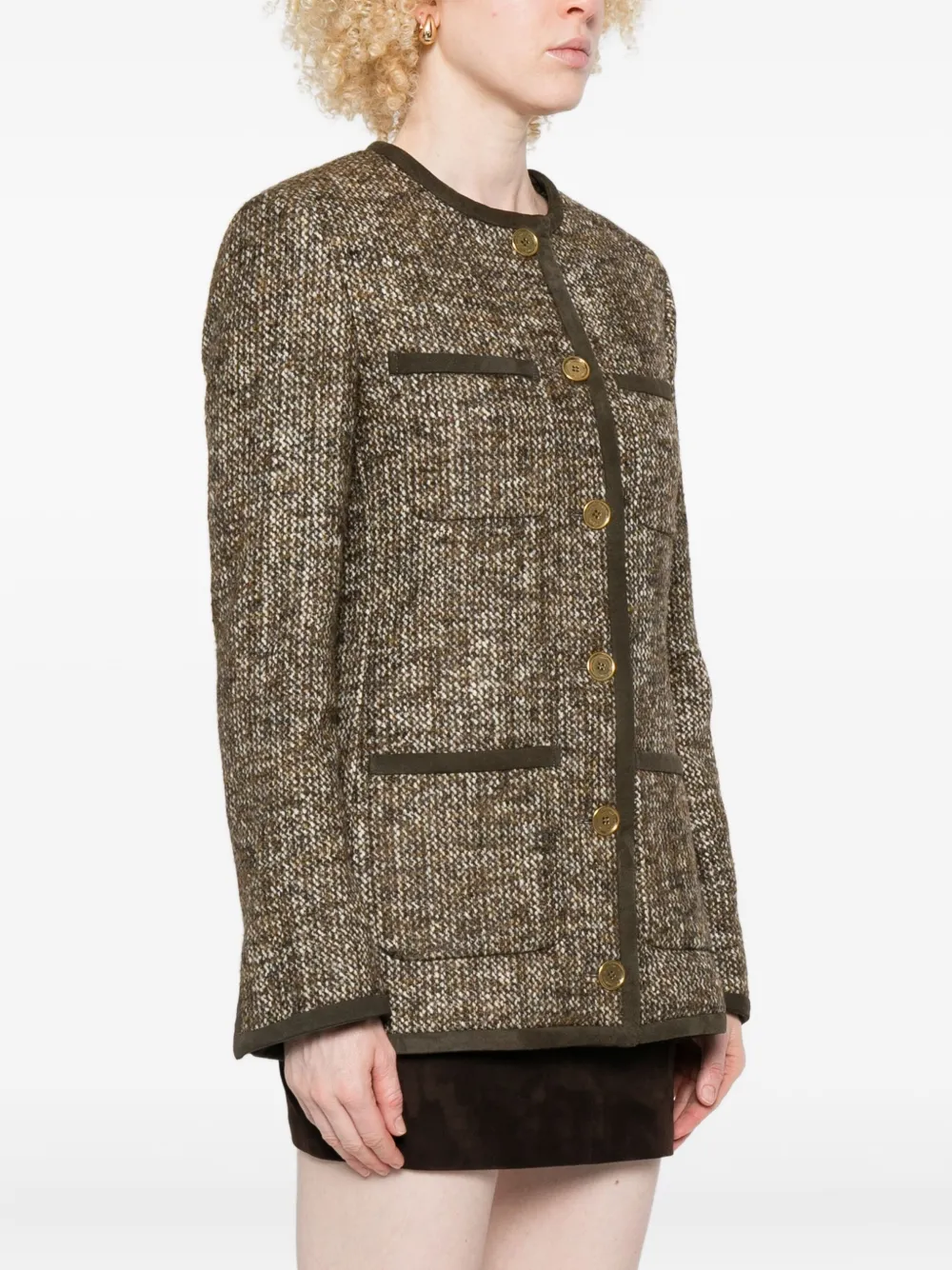 Golden Goose Textured Wool Blend Outerwear Jacket In Brown