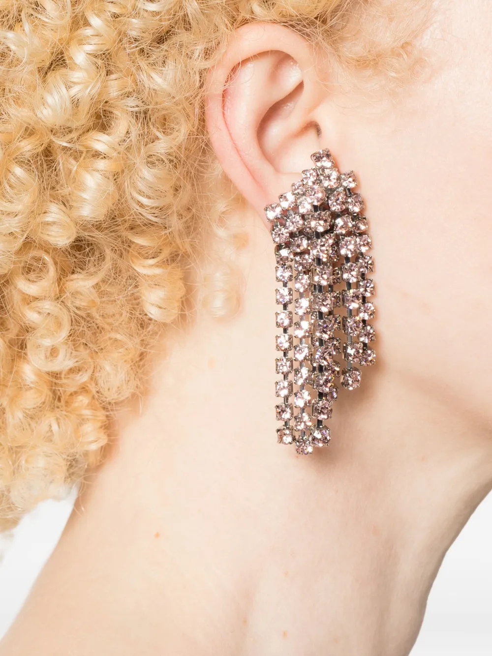 Helene Zubeldia Crystal-embellished Drop Earring In Silver