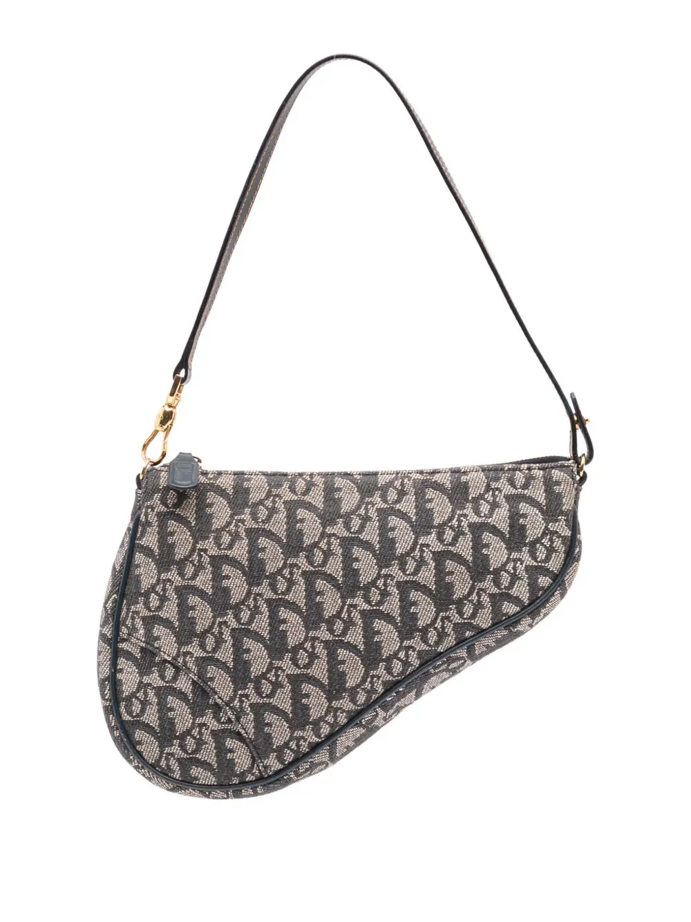 Pre-owned Dior 2001 Mini Issimo Canvas Saddle Pochette Shoulder Bag In Blue