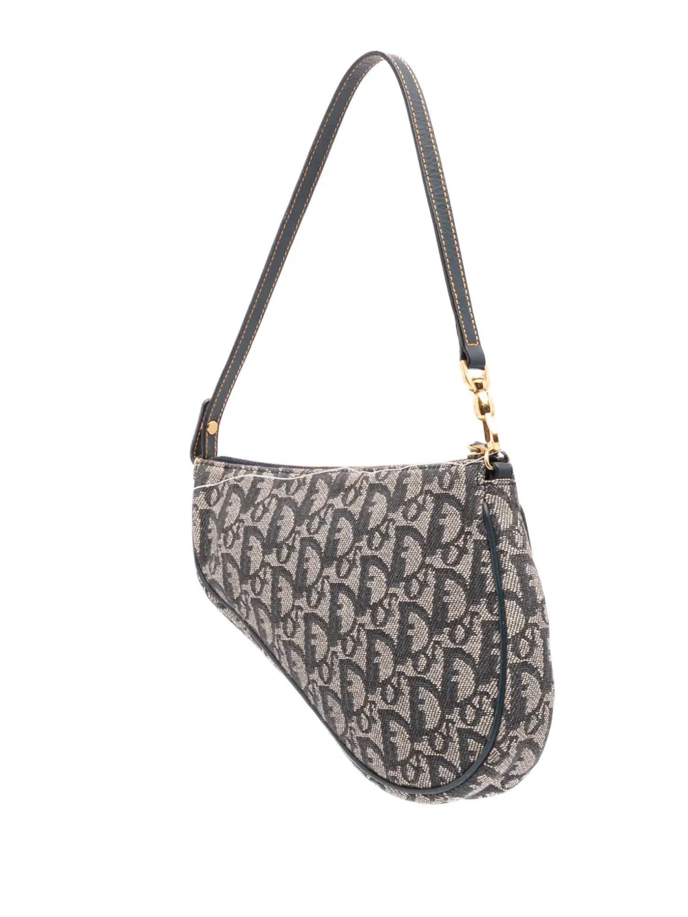 Pre-owned Dior 2001 Mini Issimo Canvas Saddle Pochette Shoulder Bag In Blue