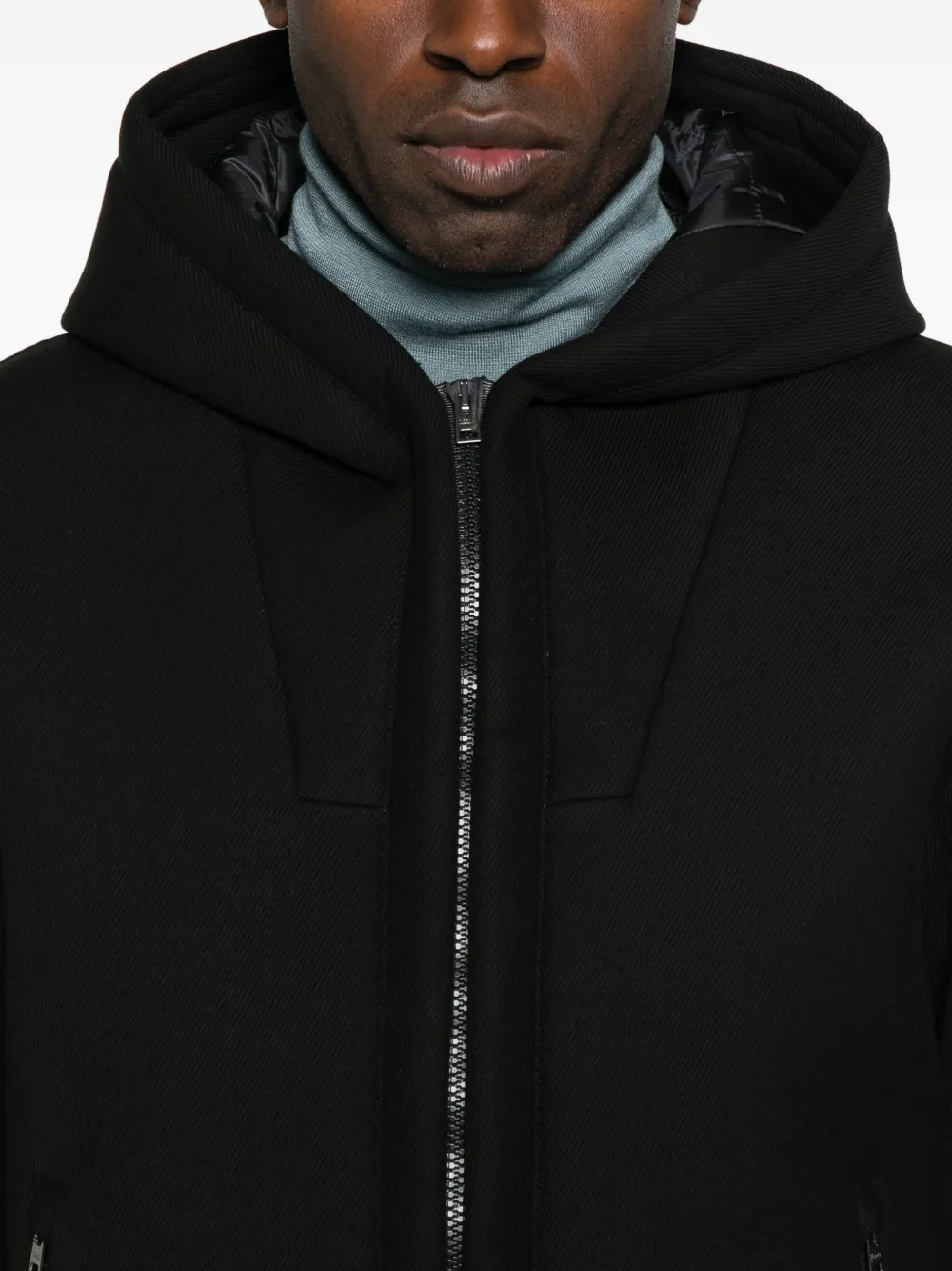 Herno Hooded Zip-front Jacket In Black