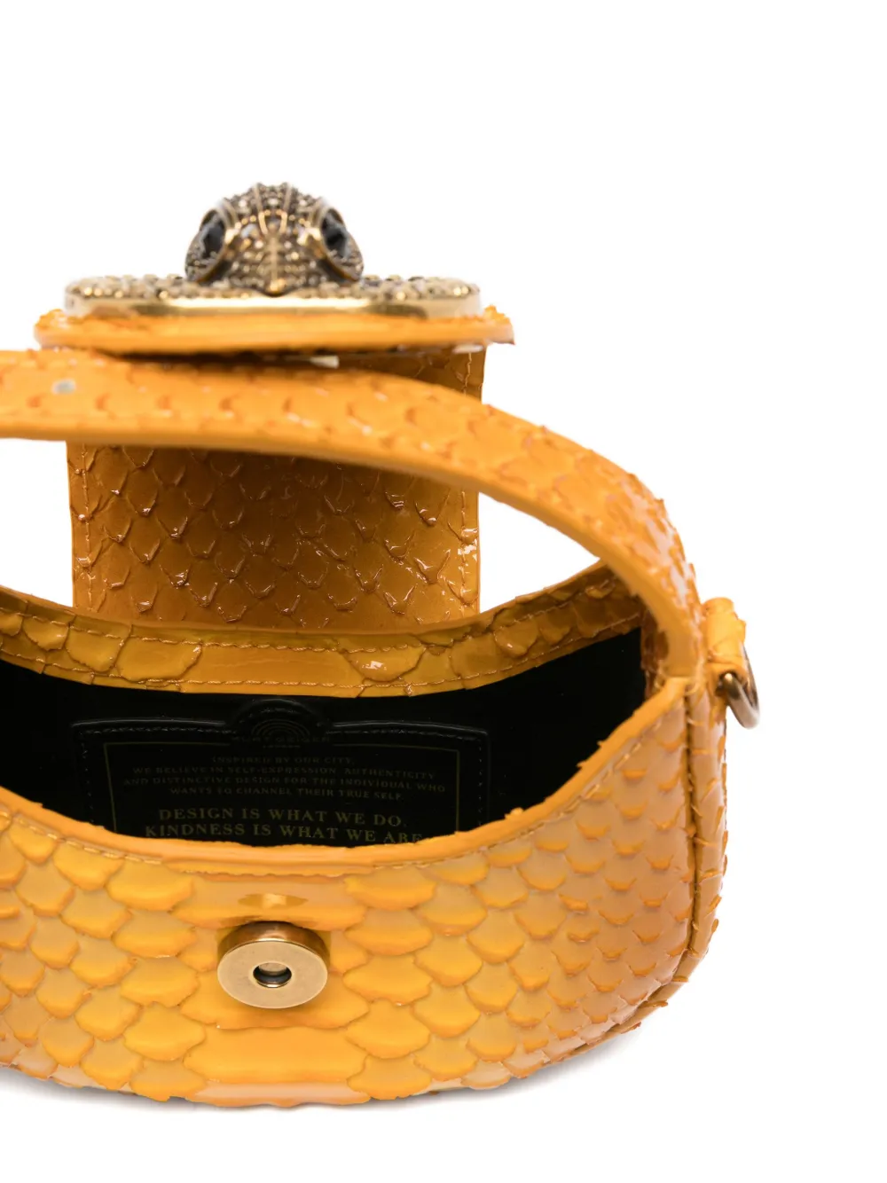Kurt Geiger London Micro Chelsea Embossed Leather Top Handle Bag In Yellow