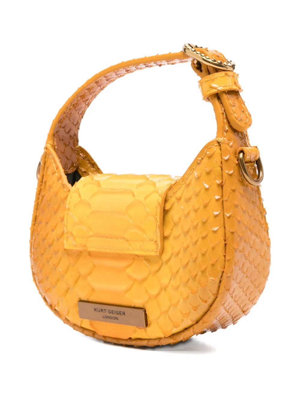 Kurt Geiger London Micro Chelsea Embossed Leather Top Handle Bag In Yellow