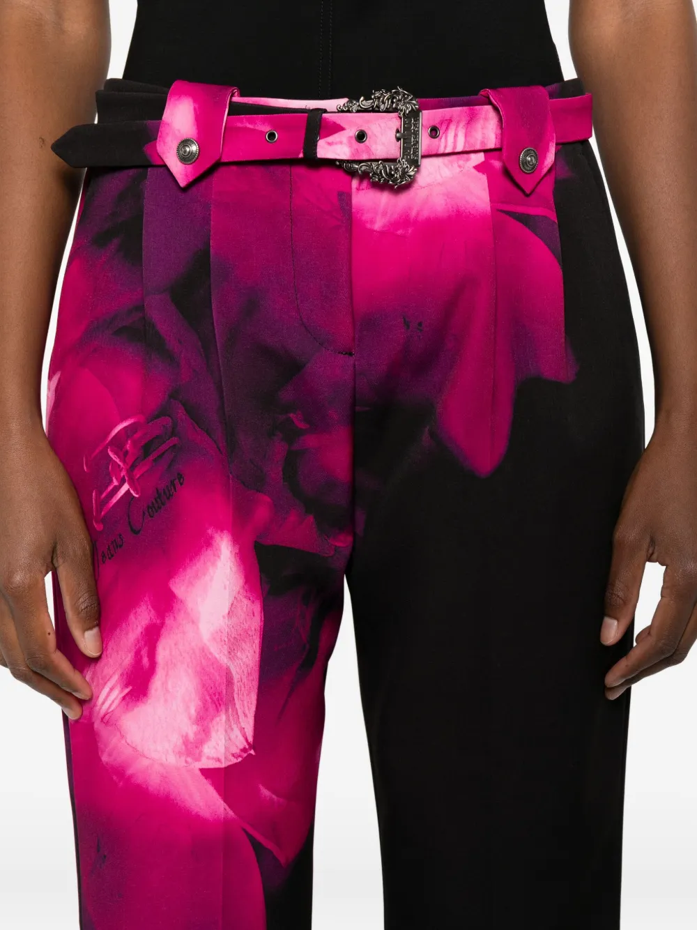 Versace Jeans Couture Broek met bloemenprint Zwart