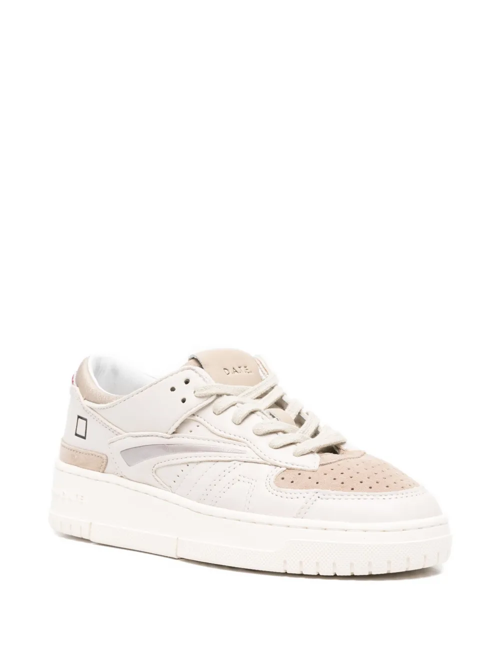 D.A.T.E. Leren sneakers met vlakken - Wit