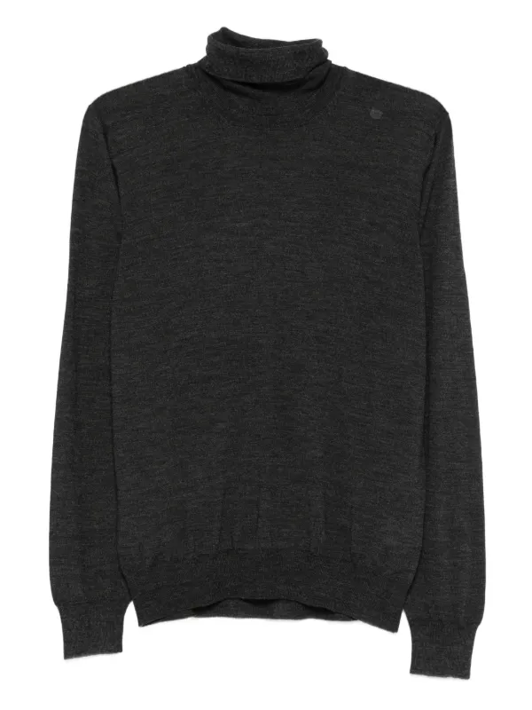 Barba Turtleneck Wool Sweater in Grey