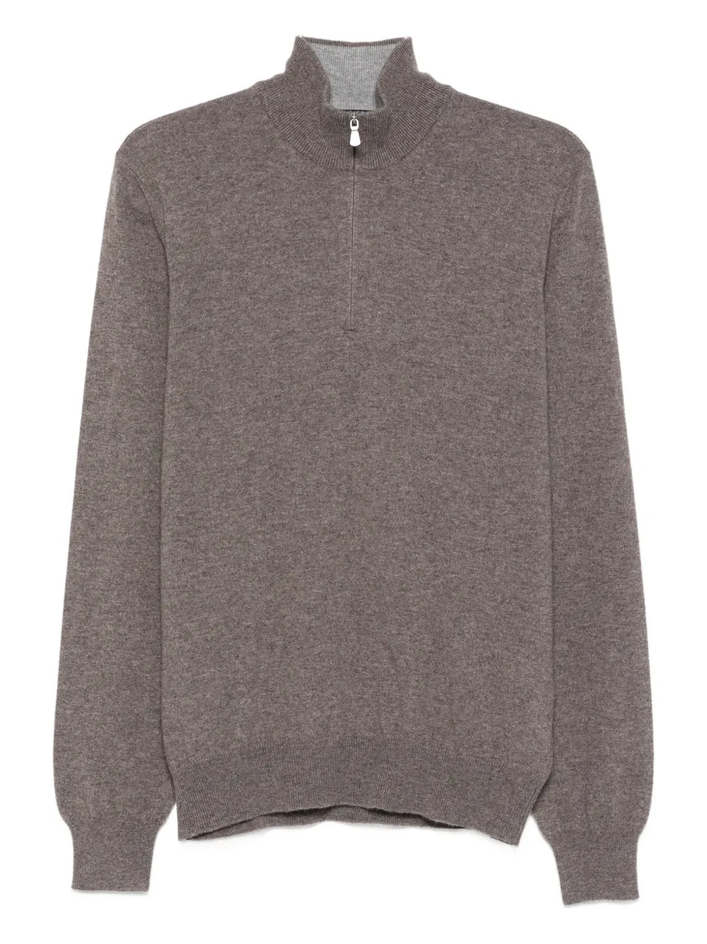 Barba Napoli High-neck Half-zip Sweater In Brown