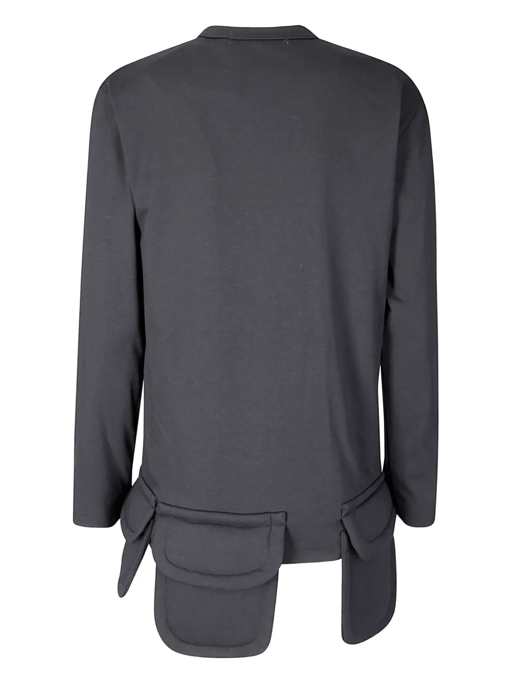 Comme Des Garçons Long-sleeve Black Top With Structural Patch Pockets In Gray