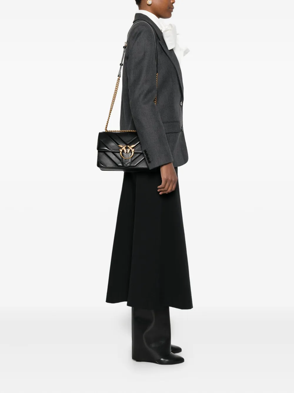 Pinko Love One Quilted Cross Body Bag In Black