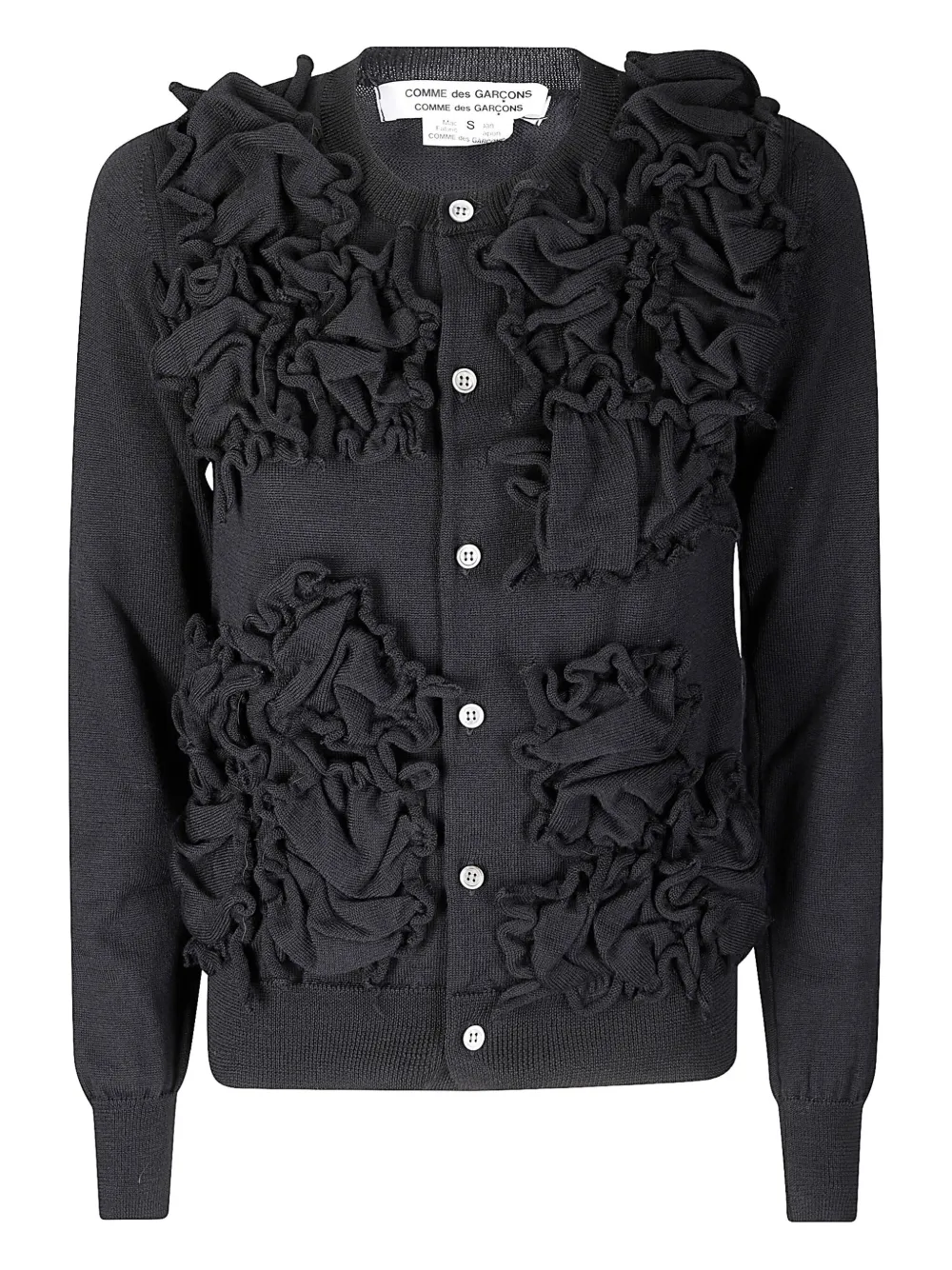 Comme Des Garçons Ruffle-detailing Cardigan In Black