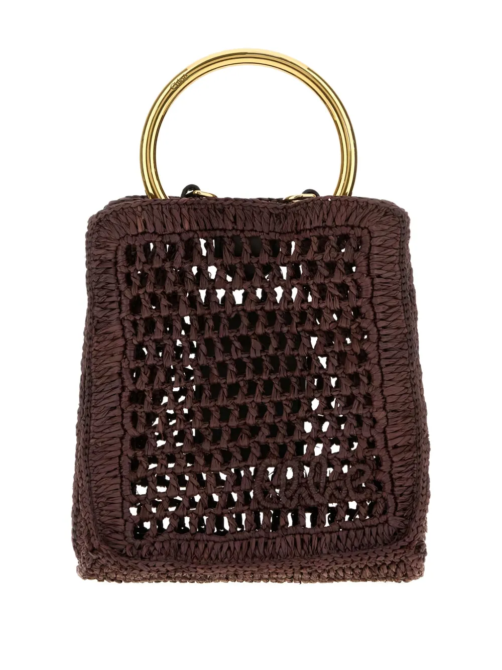 Chloé Raffia Circle-handle Tote Bag In Brown