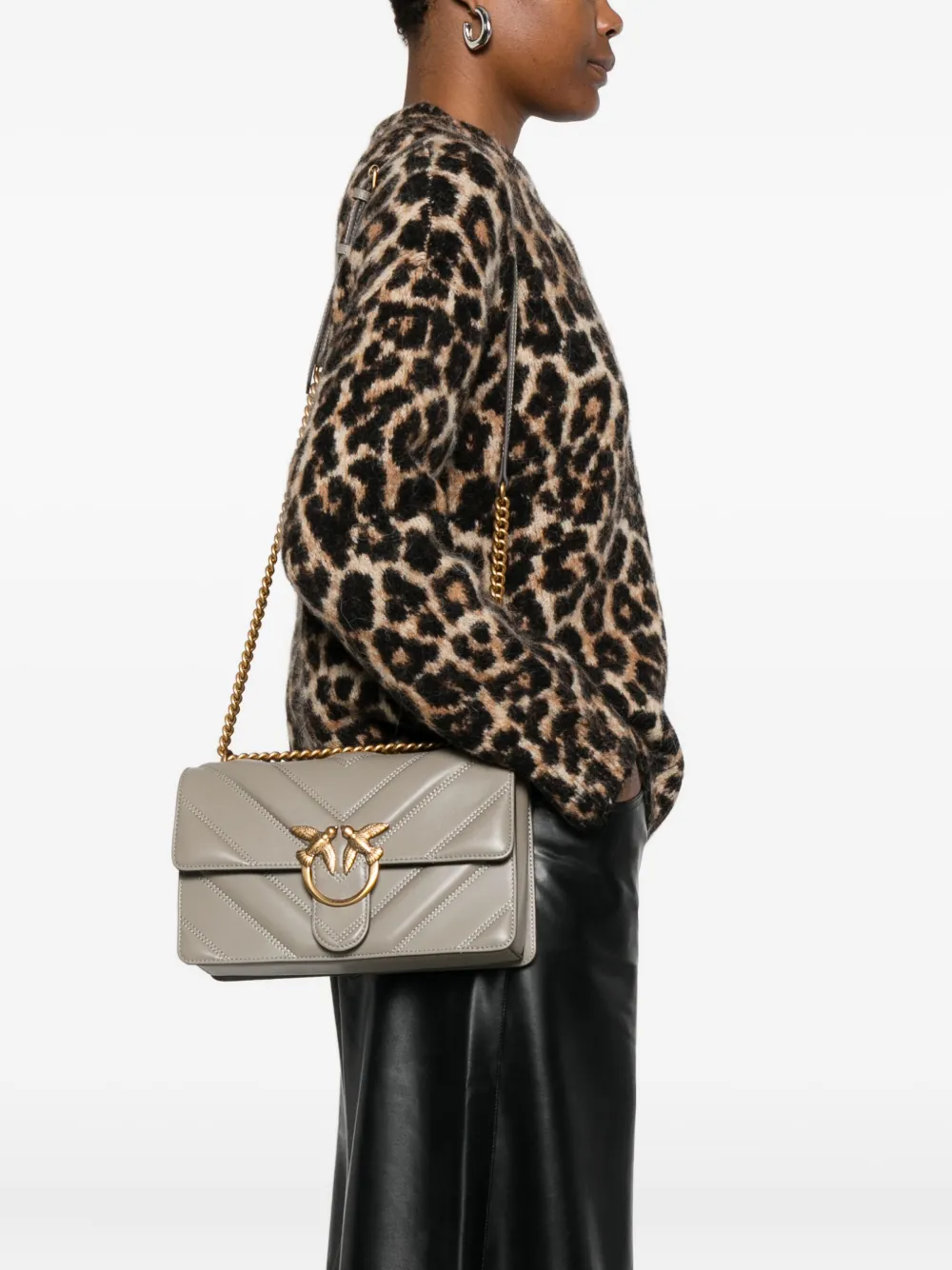 PINKO Love One gewatteerde crossbodytas Grijs