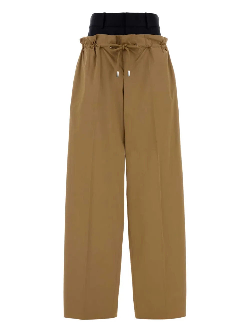 Dsquared2 Wide Leg Poplin Trousers Drawstring Waist In Brown