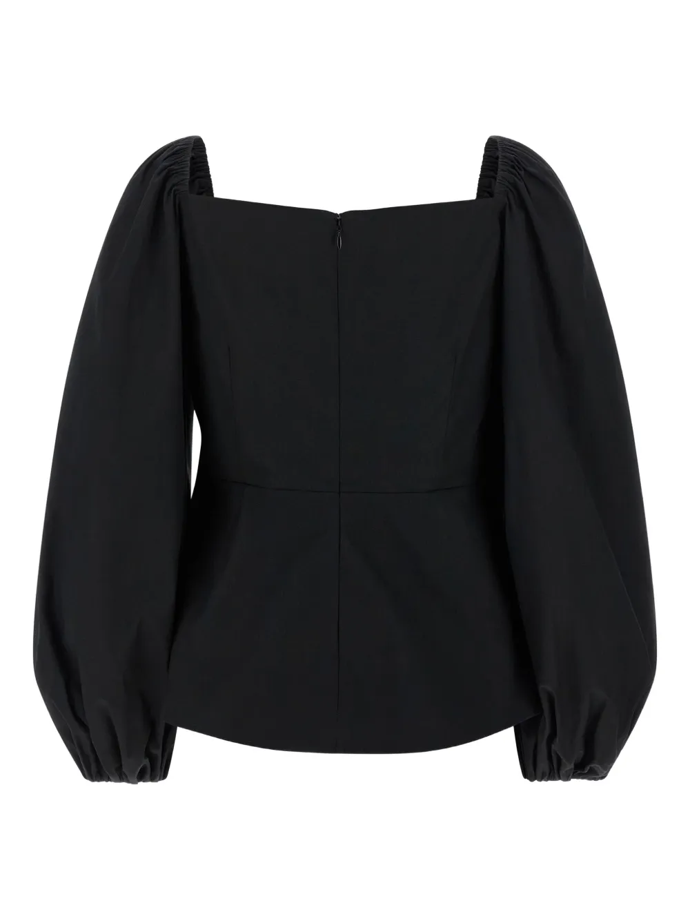 Carolina Herrera Geribbelde top met pofmouwen - Zwart