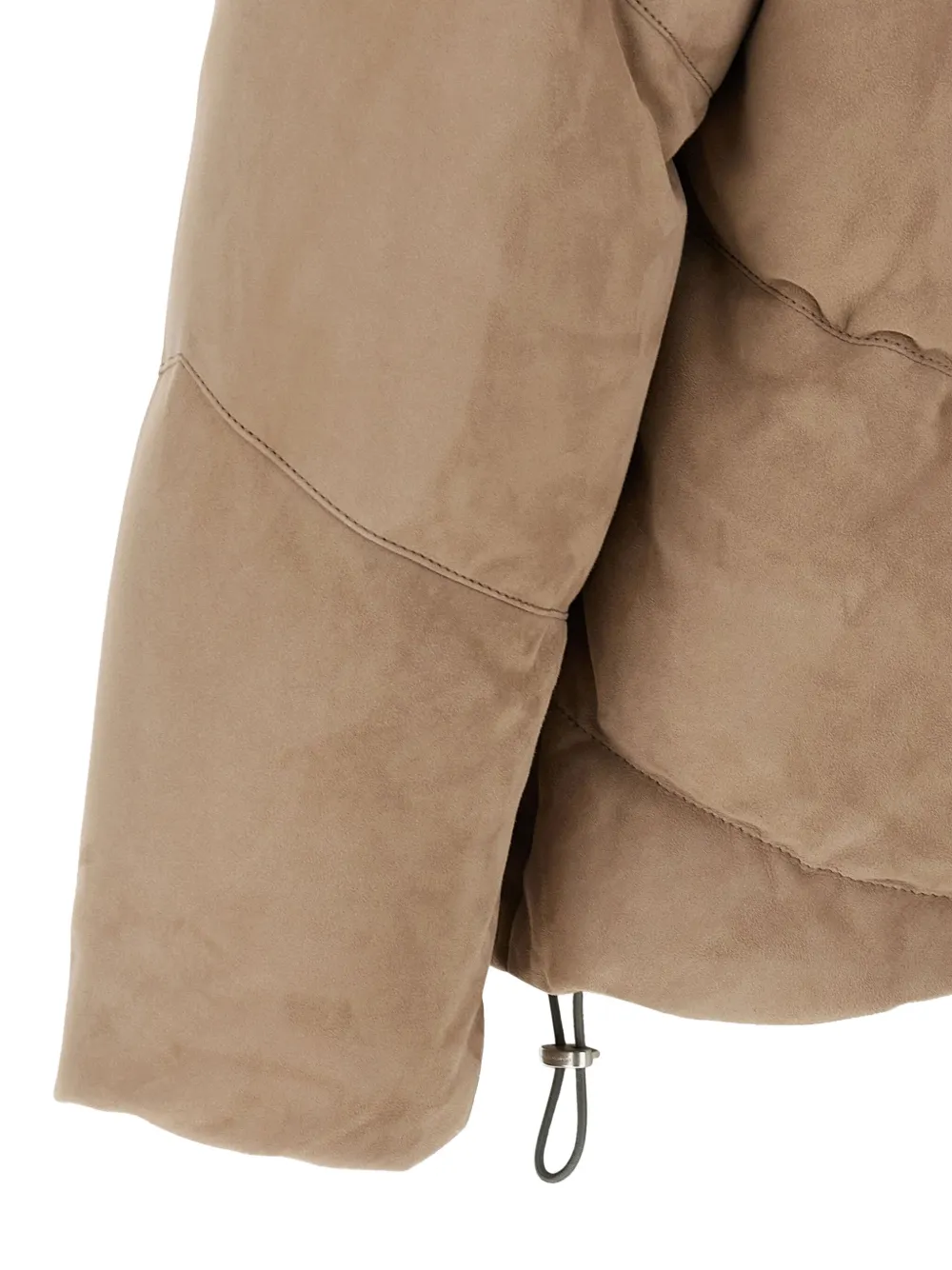 Brunello Cucinelli Suede Down Jacket Puffer Jackets Beige In Brown
