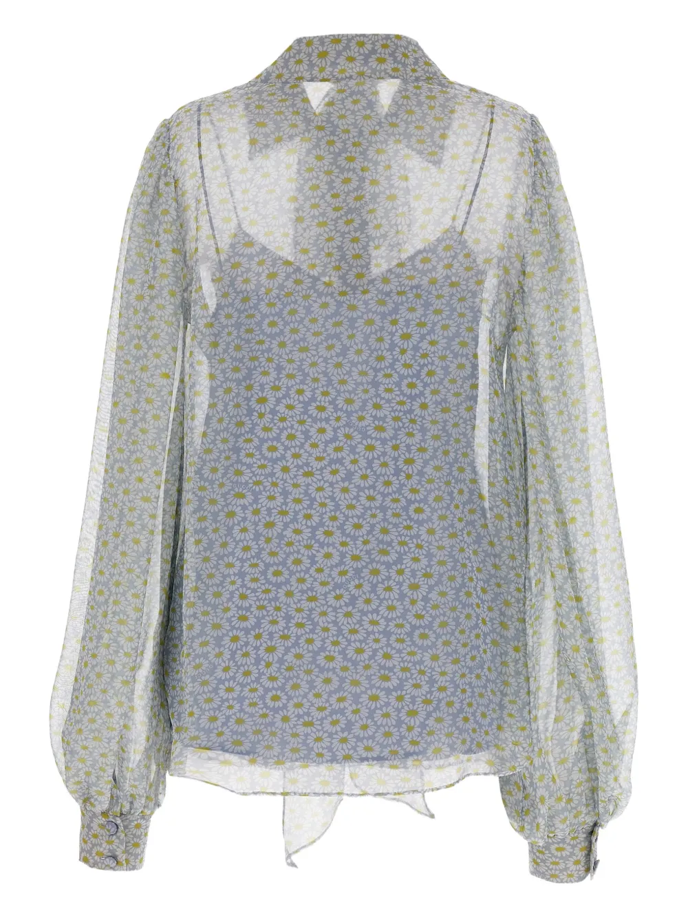 Gucci Blouse met madeliefjes-print en strik - Blauw