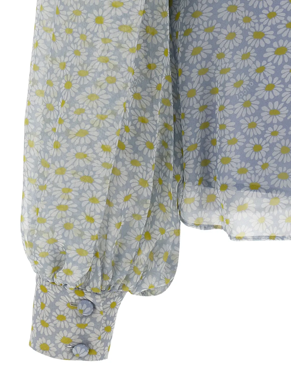 Gucci Flora Print Silk Chiffon Blouse In Gray