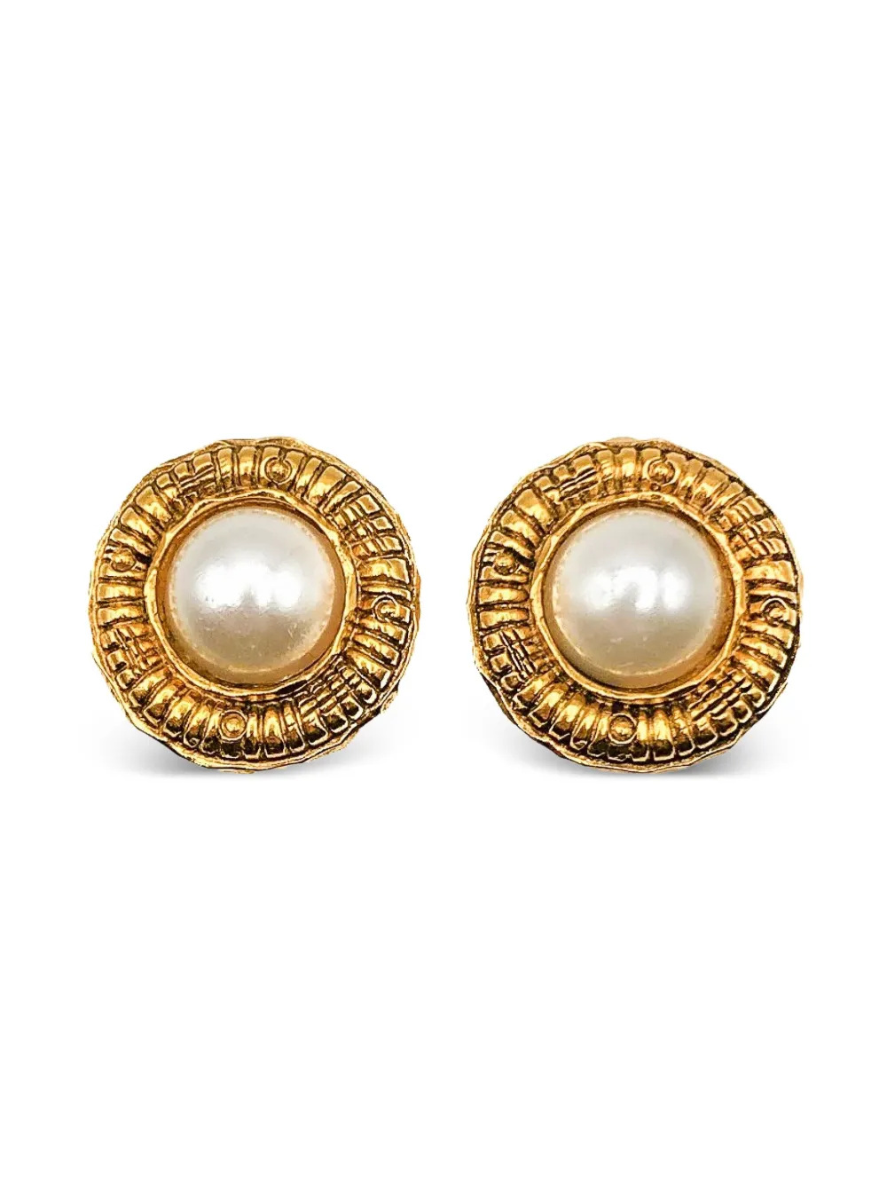 CHANEL Pre-Owned aretes Etruscan con perla artificial 1970 | dorado | Image 1