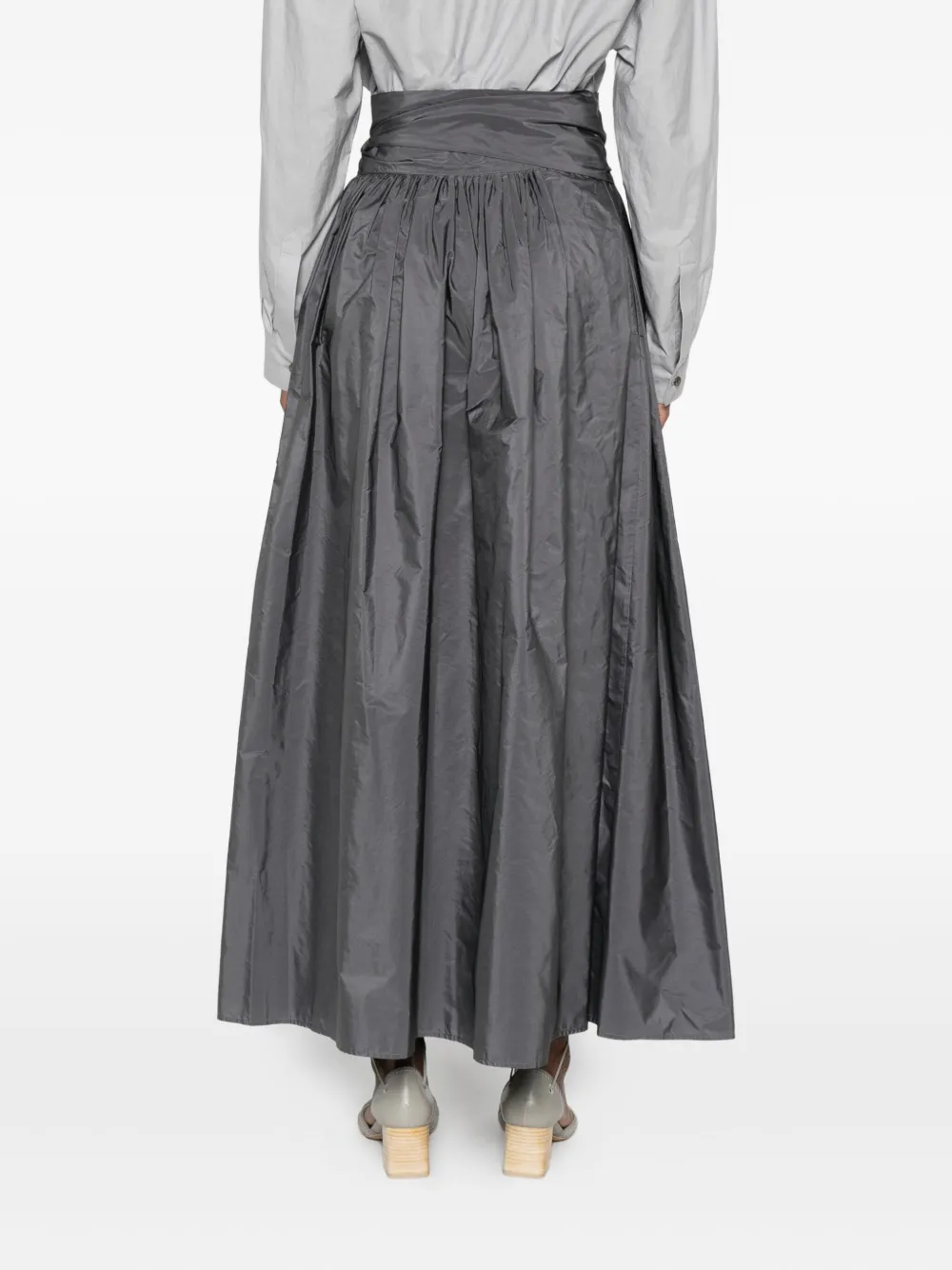 Co.go Bow-detail Pleated Skirt In Gray