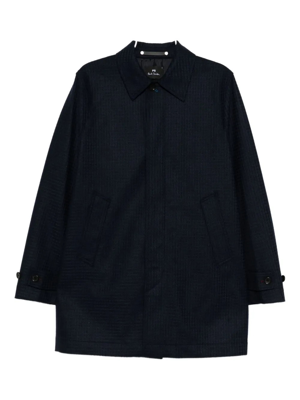 Ps By Paul Smith Waffle-textured Shirt Jacket In Blue