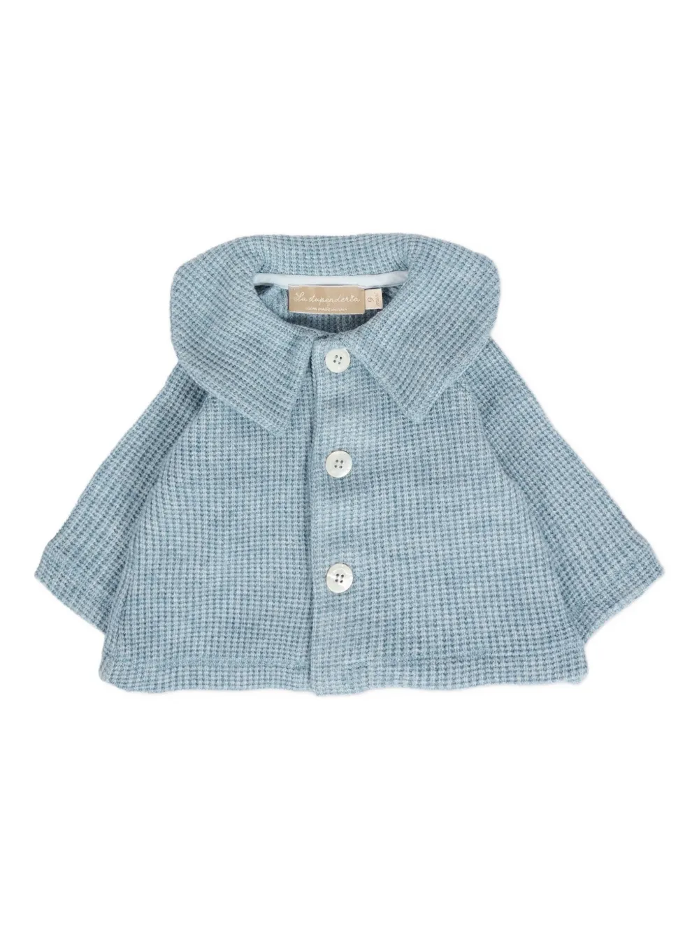 La Stupenderia Textured-waffle Cardigan In Blue