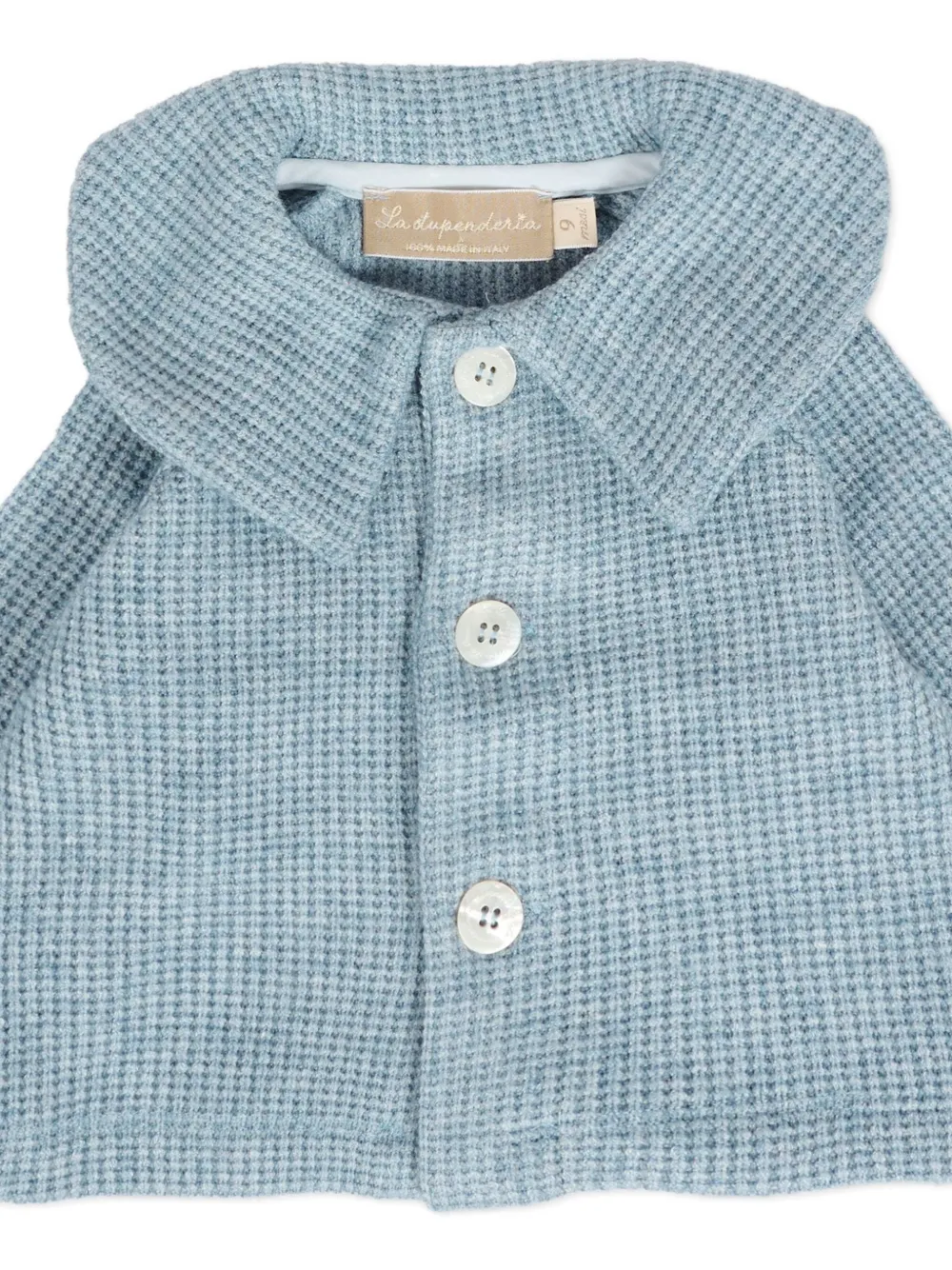 La Stupenderia Textured-waffle Cardigan In Blue