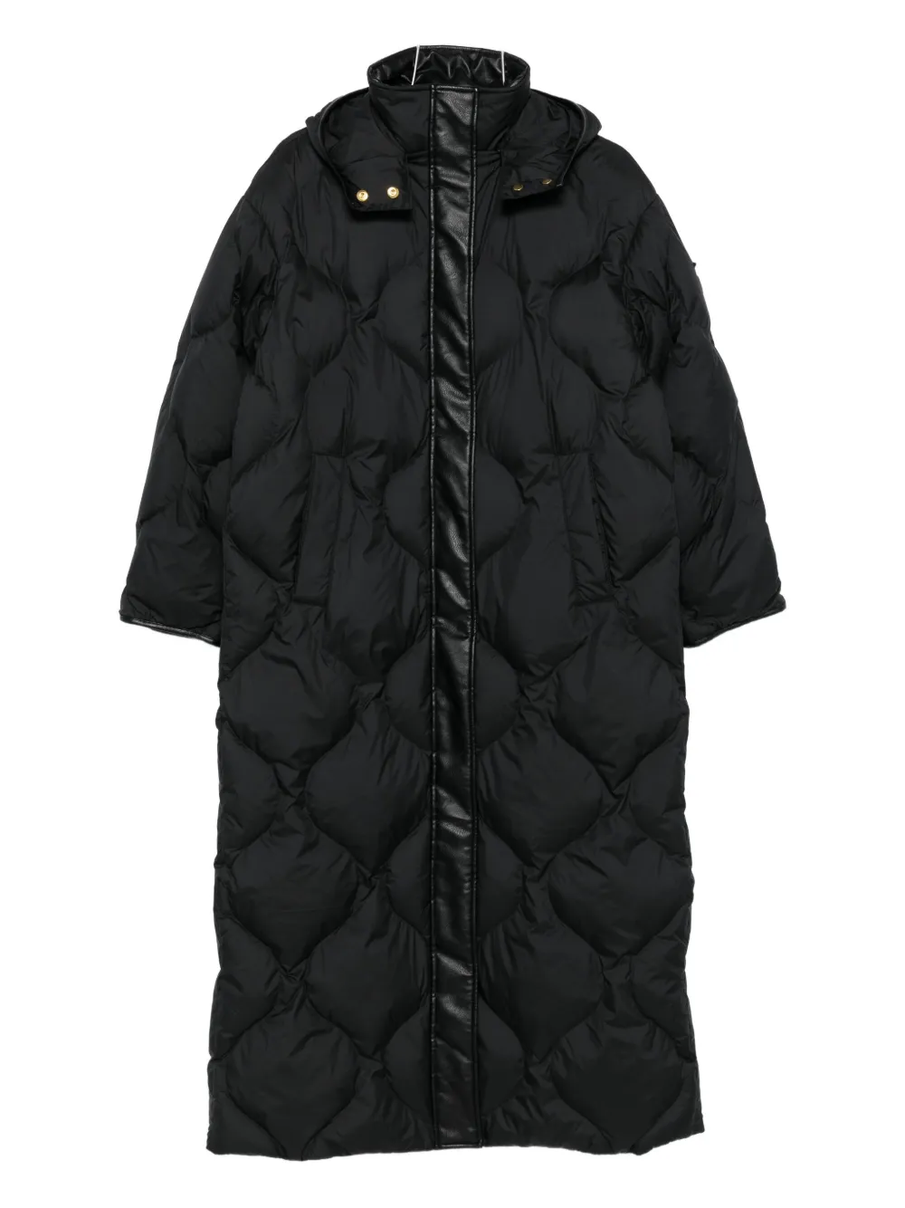 Pinko Quilted Leather-insert Coat In Multi