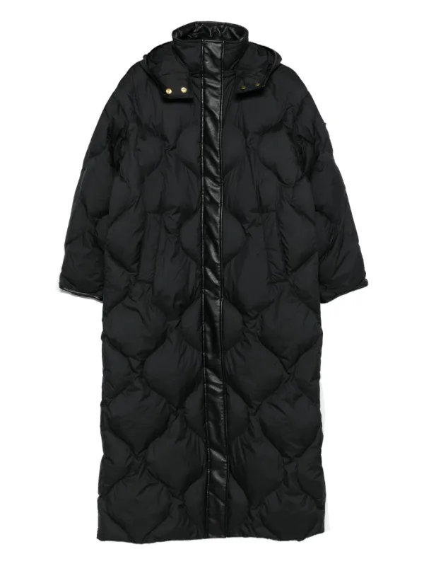 PINKO Quilted leather-insert Coat Black FARFETCH PH