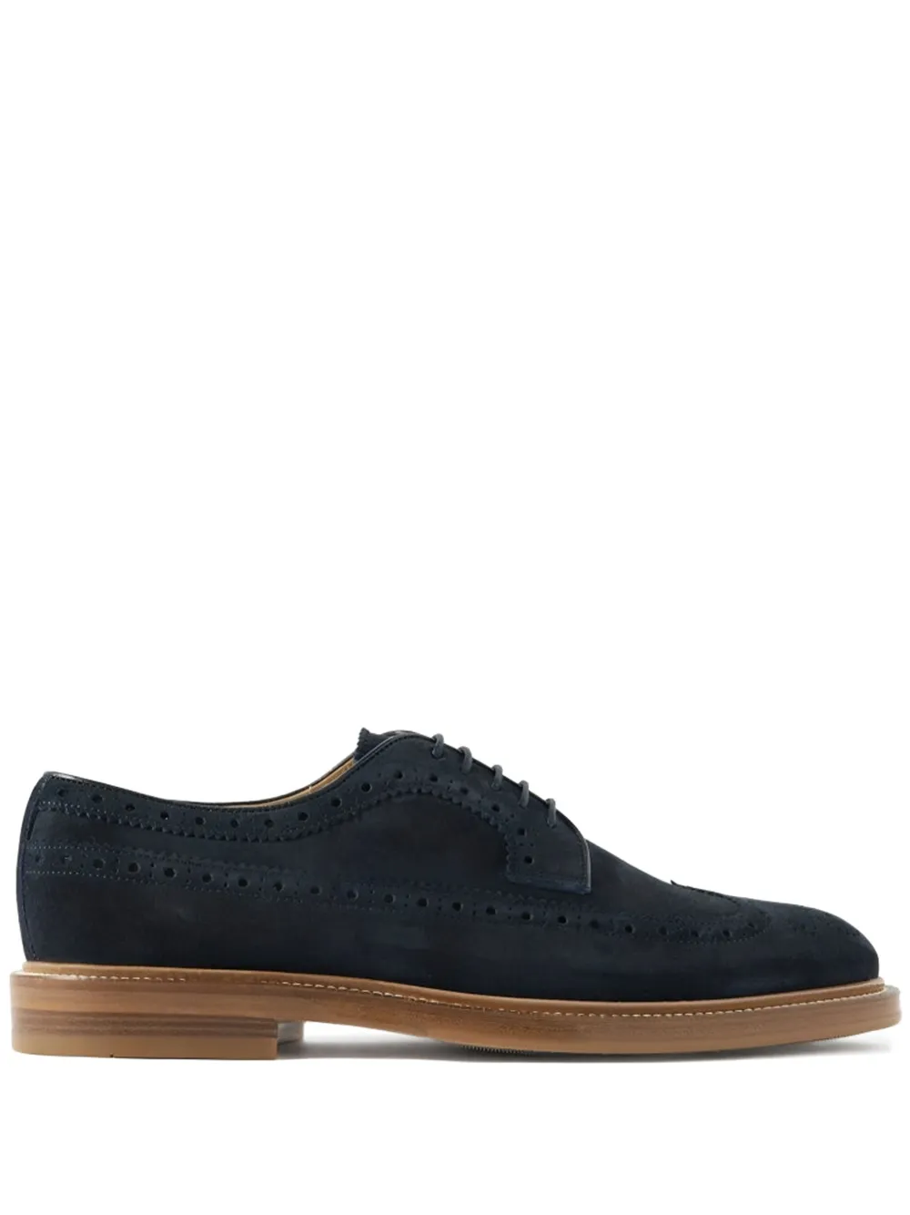 Brunello Cucinelli brogue wingtip suede derby shoes Blue