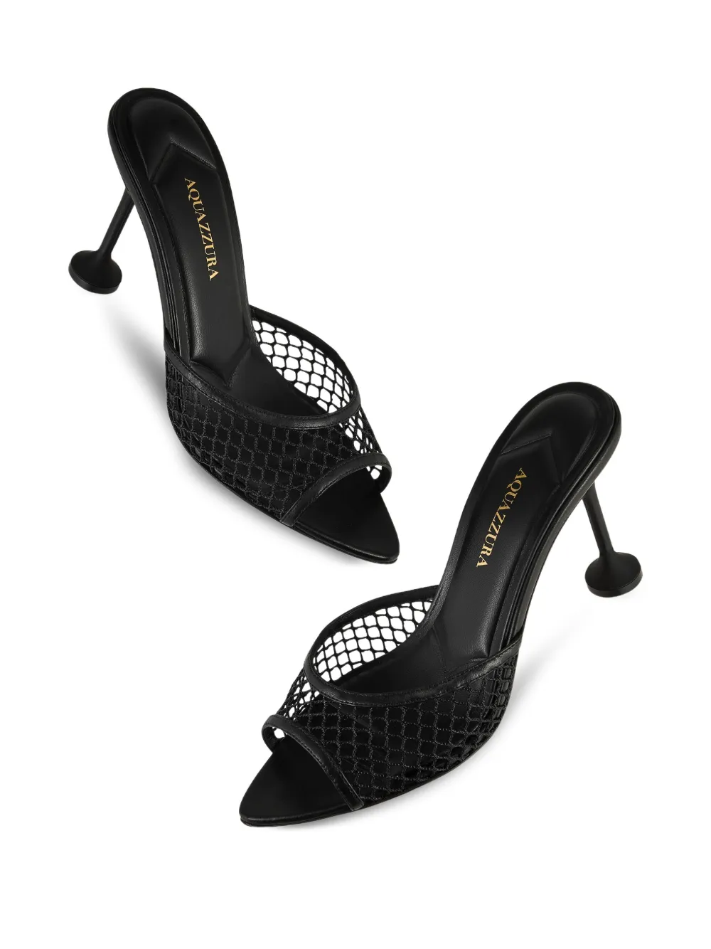 Aquazzura Mesh-panel Pointed-toe Sandals In Black