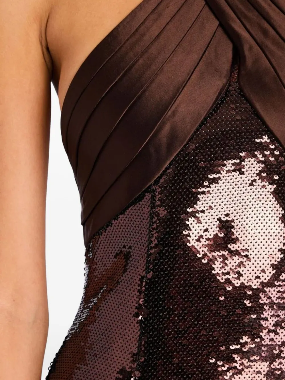 Retroféte Tamra Sequin Halter Neck Dress In Brown