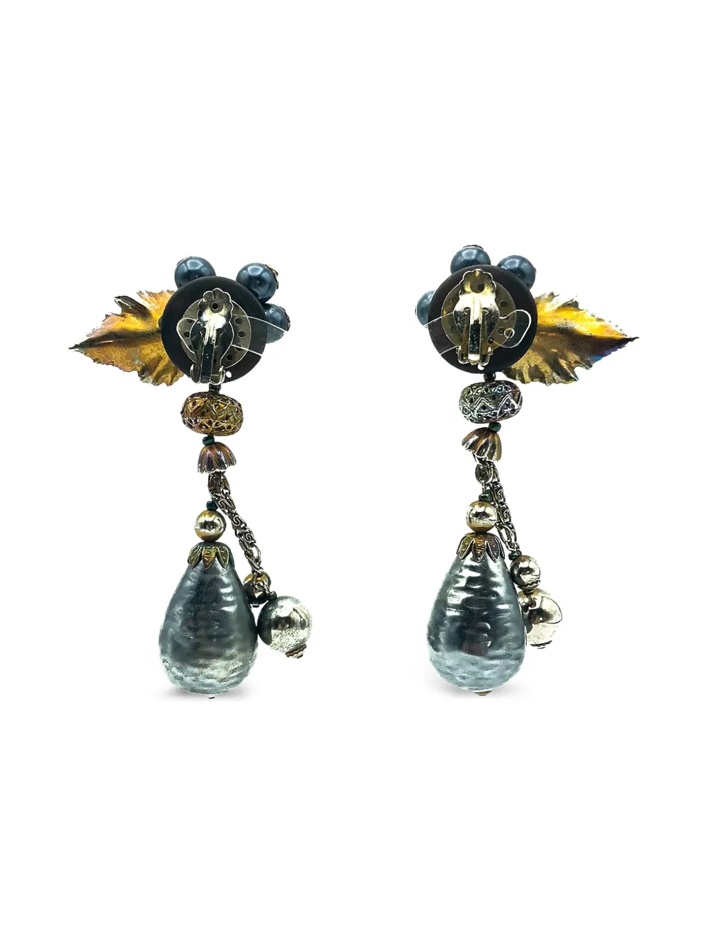 1970s Statement Floral-Motif Earrings