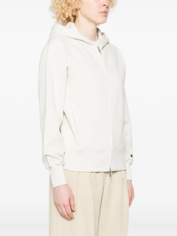 Champion logo-detail zip-up Hoodie White FARFETCH PH