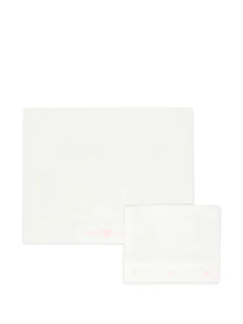 Little Bear heart-embroidered cotton sheet set (set of two))