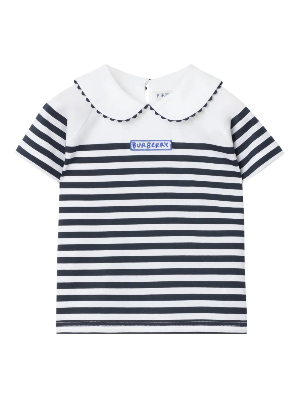 Burberry Kids T-shirt a righe con colletto alla Peter Pan - Bianco