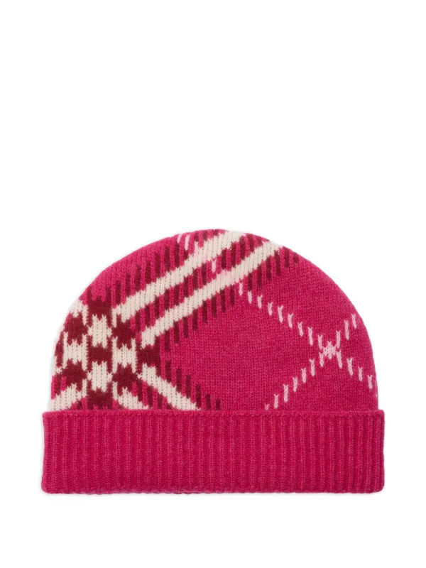 Burberry check-pattern Jacquard Beanie Hat | Pink | FARFETCH Burberry check-pattern Jacquard Beanie Hat | Pink | FARFETCH