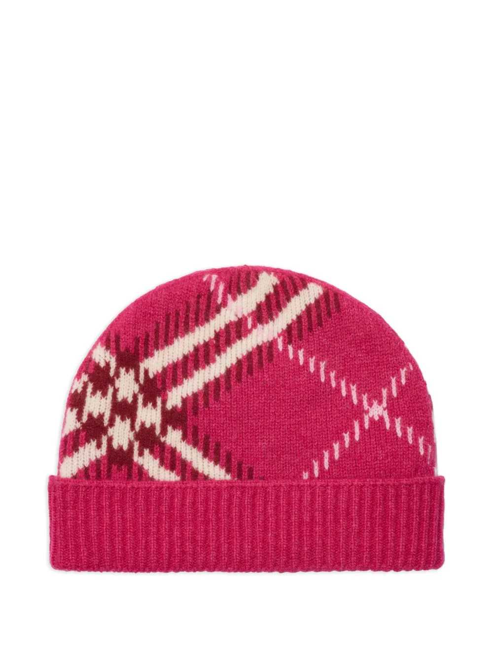 Burberry check-pattern jacquard beanie hat | Pink | Image 1