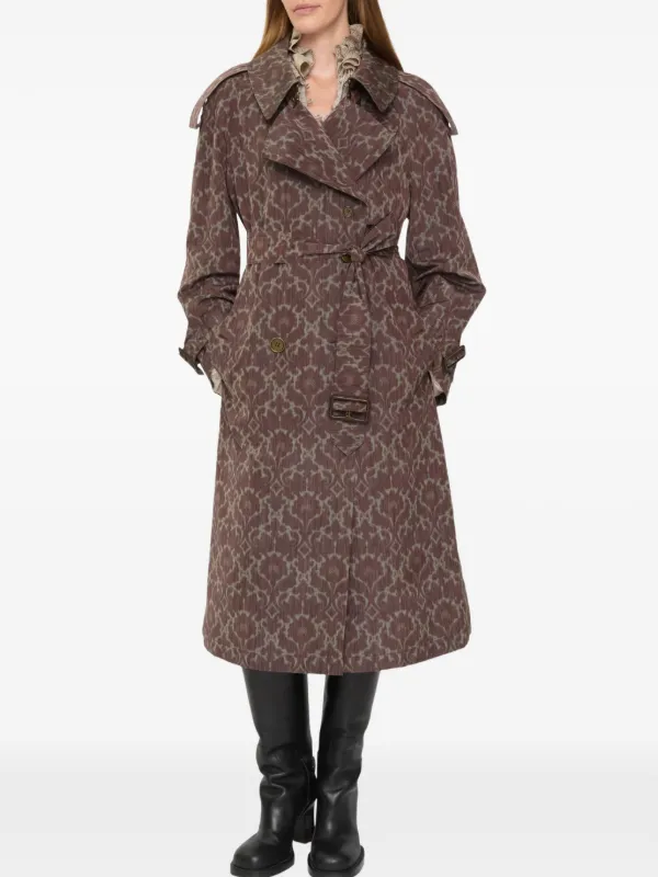Burberry Long Baroque Viscose Blend Fitzrovia Trench Coat | Brown