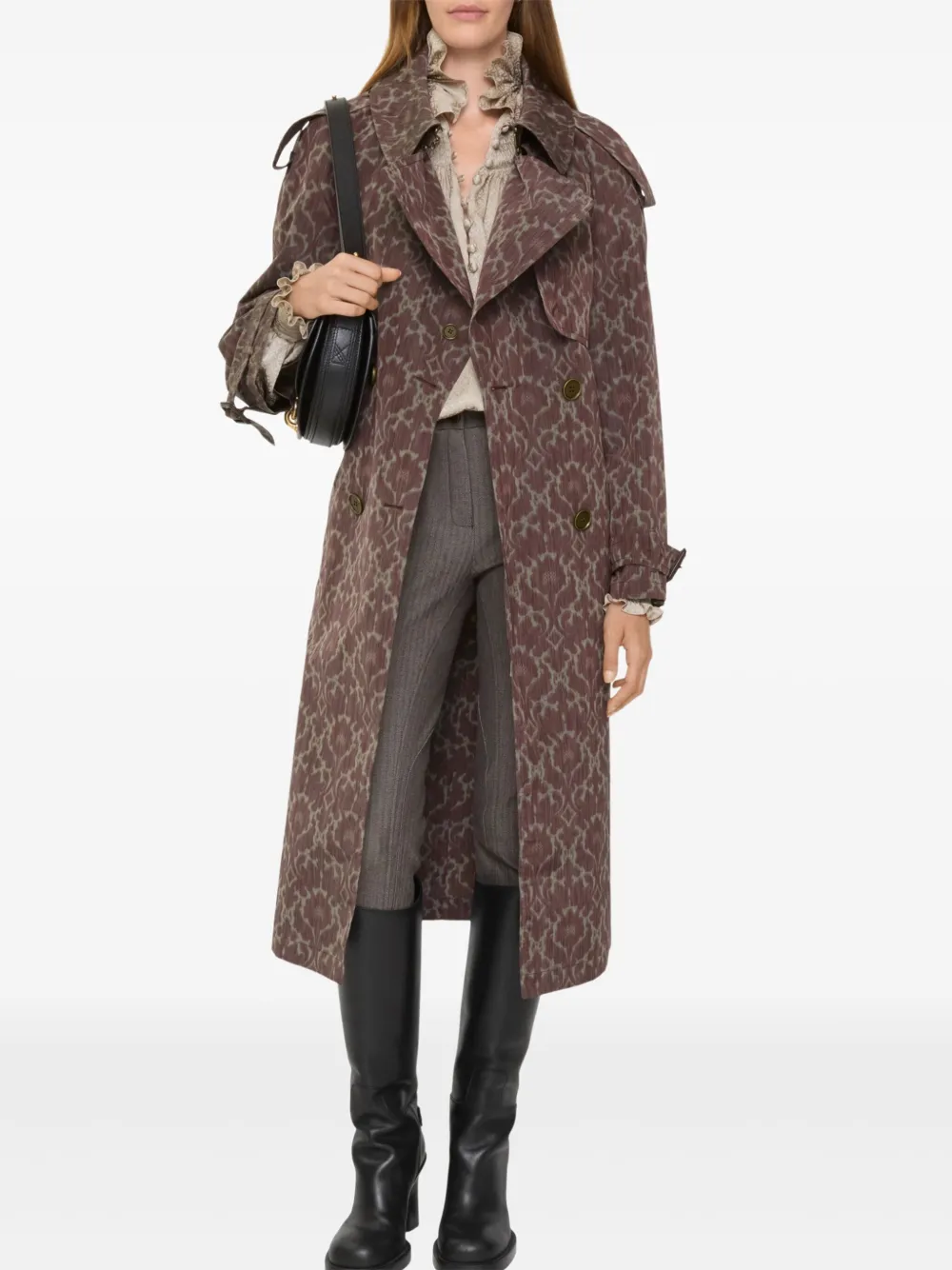 Burberry Long Baroque Viscose Blend Fitzrovia Trench Coat In Brown