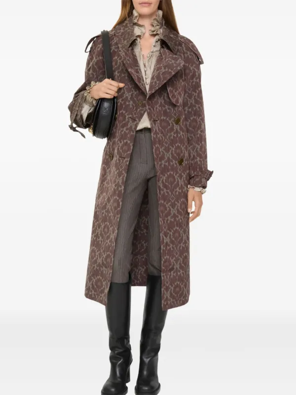 Burberry Long Baroque Viscose Blend Fitzrovia Trench Coat | Brown