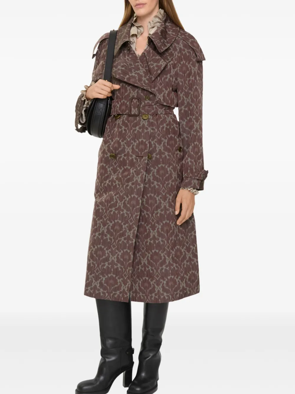 Burberry Long Baroque Viscose Blend Fitzrovia Trench Coat In Brown