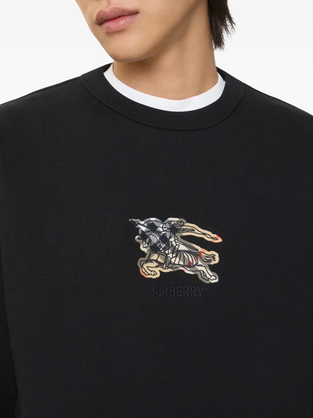 Burberry Geruite sweater met Equestrian Knight Zwart