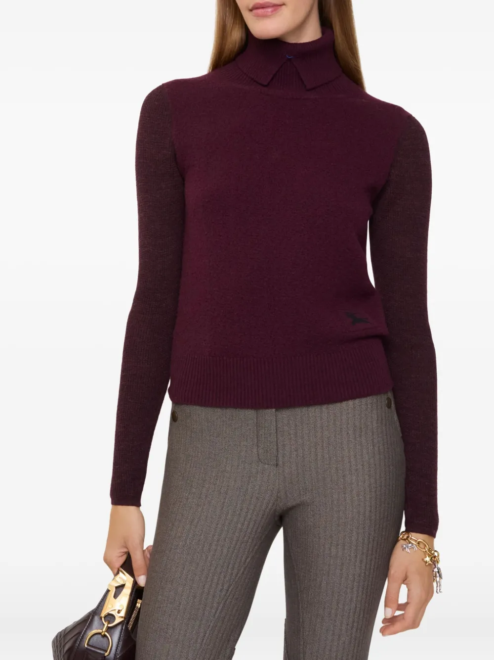 Burberry Ekd-patch Roll-neck Sweater In Red