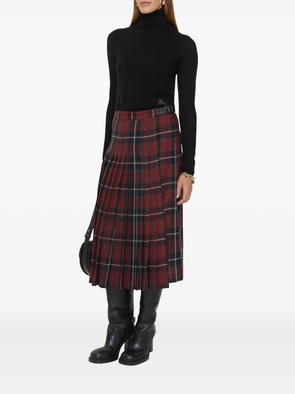 Burberry Plooirok met tartan ruit - Rood